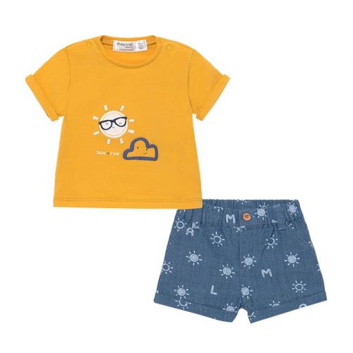 Baby Yellow/Blue Sun Top & Shorts Set 82119 by Mayoral from Hurleys