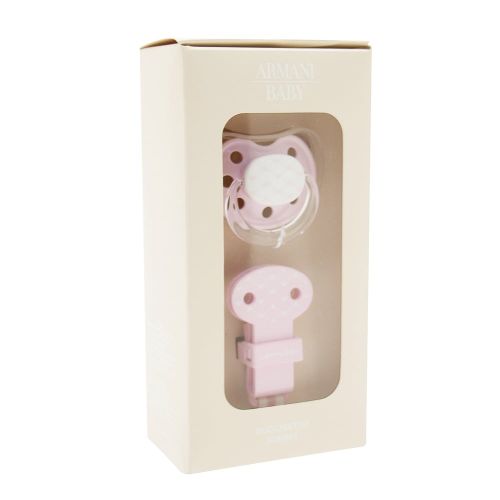 Baby Pink Dummy & Clip Set 11648 by Armani Junior from Hurleys