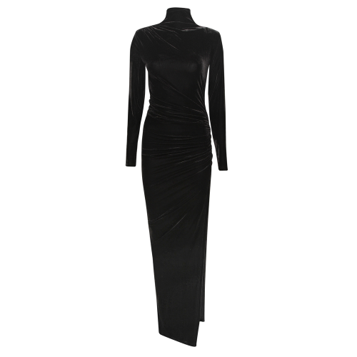 Womens Black Velvet High Neck Maxi Dress 99585 by Forever Unique from Hurleys