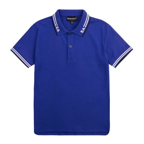Boys Royal Blue Logo Collar S/s Polo Shirt 84125 by Emporio Armani from Hurleys