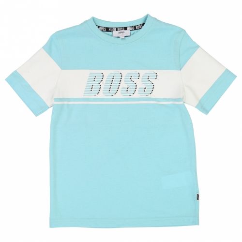 Boys Turquoise Go Faster Logo S/s T Shirt 38324 by BOSS from Hurleys