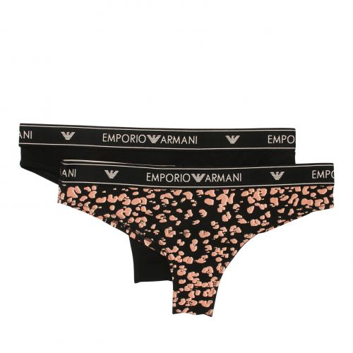 Womens Pink/Black Animal 2 Pack Briefs 78630 by Emporio Armani Bodywear from Hurleys