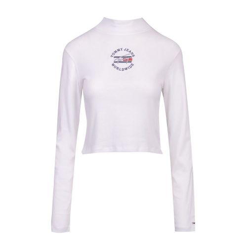 Womens White Baby Crop Timeless L/s T Shirt 101641 by Tommy Jeans from Hurleys