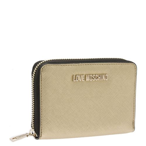 Womens Gold Saffiano Small Zip Around Purse 35123 by Love Moschino from Hurleys