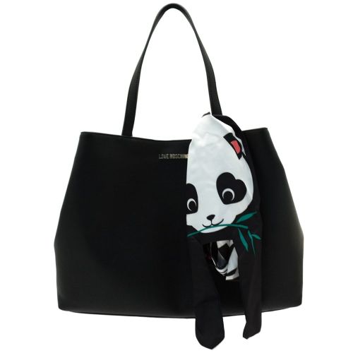 Womens Black Panda Scarf Shopper Bag 66064 by Love Moschino from Hurleys