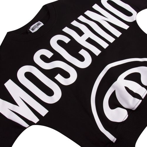 Moschino Boys Black Oversized Logo Sweat Top 76150 by Moschino from Hurleys