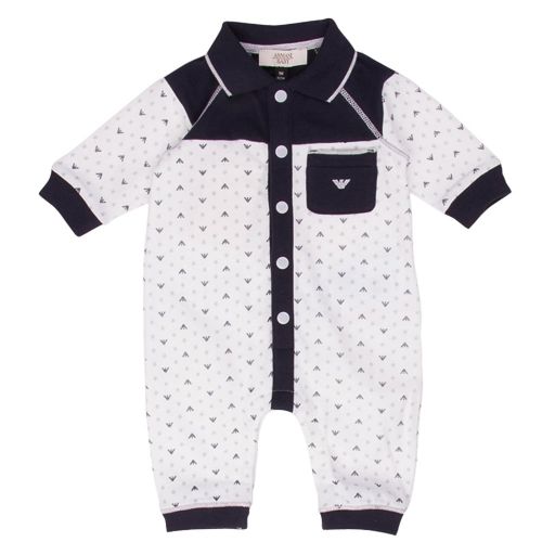 Baby Navy & White Mini Eagle Romper 11608 by Armani Junior from Hurleys