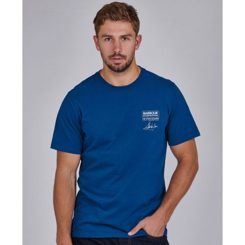 Mens Dark Petrol Signature S/s T Shirt 83061 by Barbour Steve McQueen Collection from Hurleys