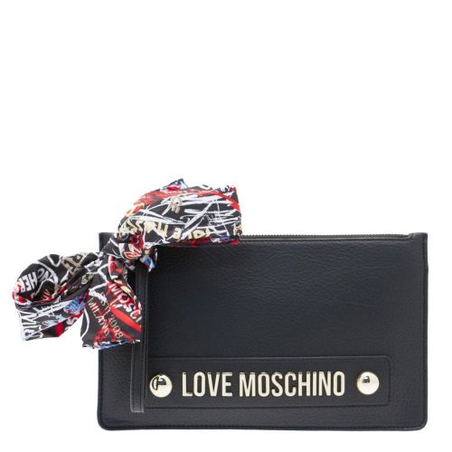 Womens Black Tumbled Leather Clutch Bag 26969 by Love Moschino from Hurleys