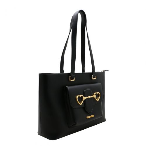 Womens Black Heart Strap Shopper Bag 101391 by Love Moschino from Hurleys