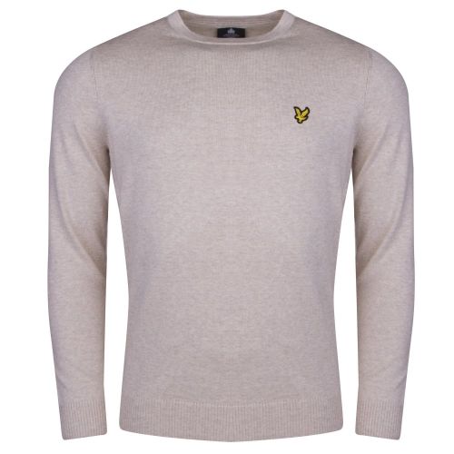 Mens Stone Marl Cotton Merino Crew Knitted Jumper 24198 by Lyle & Scott from Hurleys