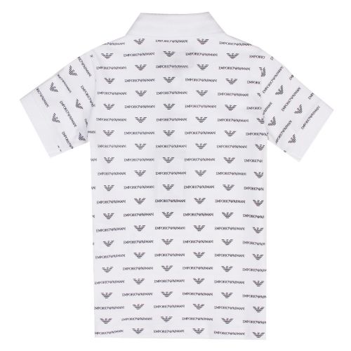Boys White Multi Logo Print S/s Polo Shirt 38020 by Emporio Armani from Hurleys