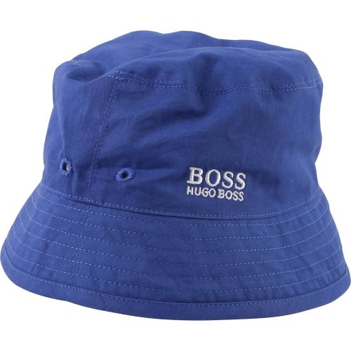 Boys Blue Reversible Bucket Hat 19724 by BOSS from Hurleys