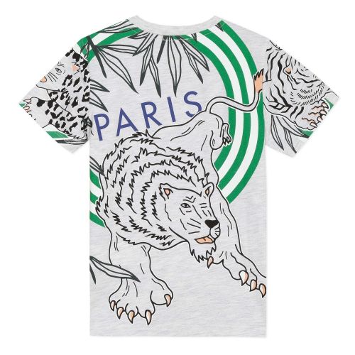 Boys Light Marl Grey Jacob Tiger Stripe S/s T Shirt 53677 by Kenzo from Hurleys