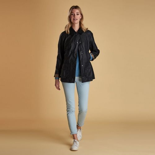 Womens Navy Beadnell Waxed Jacket 75282 by Barbour from Hurleys
