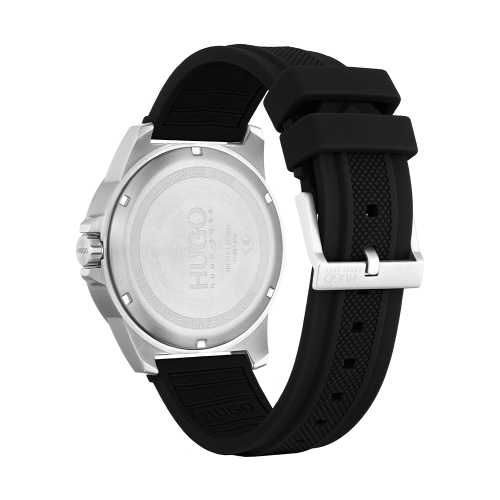 Mens Silver/Black Twist Silicone Watch 78770 by HUGO from Hurleys
