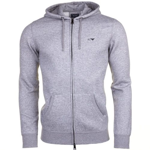 Mens Grey Small Logo Zip Hooded Sweat Top 61314 by Armani Jeans from Hurleys