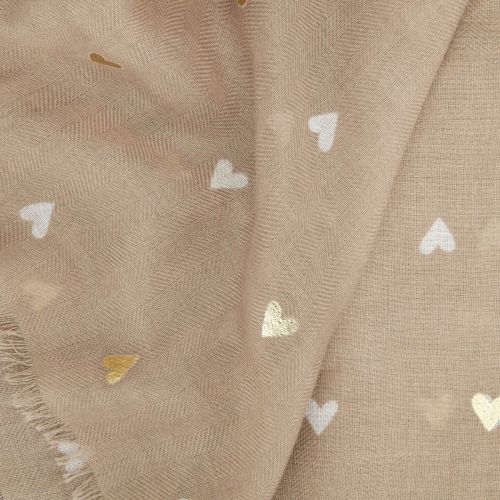 Womens Taupe/White/Gold Small Heart Scarf 102737 by Katie Loxton from Hurleys