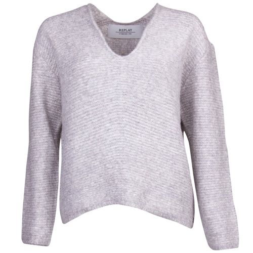 Womens Grey Melange Oversized Knitted Jumper 15422 by Replay from Hurleys