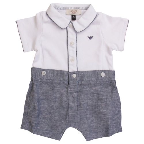 Baby White & Blue Shorts Romper 6426 by Armani Junior from Hurleys