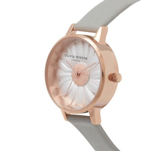 Womens Grey & Rose Gold Flower Show 3D Daisy Midi Dial Watch 24873 by Olivia Burton from Hurleys