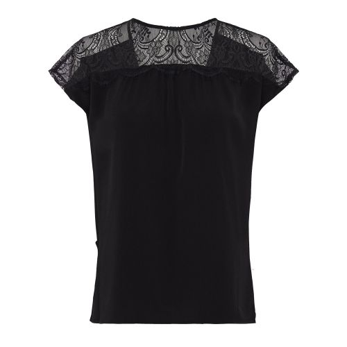 Womens Black Crepe Light Lace Top 47690 by French Connection from Hurleys