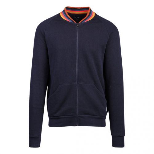 Mens Dark Blue Lounge Stripe Neck Sweat Jacket 107933 by PS Paul Smith from Hurleys