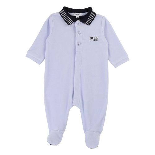 Baby Pale Blue Soft Tipped Collar Babygrow 45471 by BOSS from Hurleys