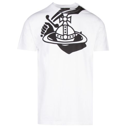 Anglomania Mens Optical White Boxy Arm & Cutlass Logo S/s T Shirt 36378 by Vivienne Westwood from Hurleys
