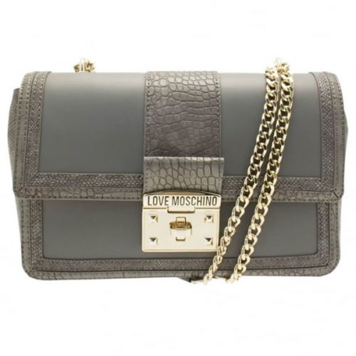 Womens Grey Croc Trim Shoulder Bag 15669 by Love Moschino from Hurleys
