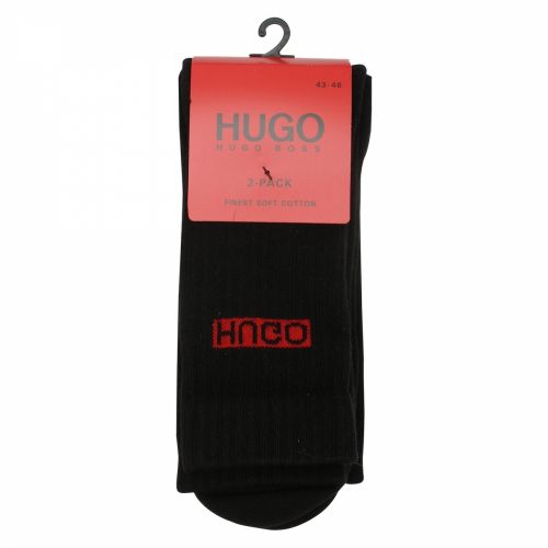 Mens Black Rib Reversed Logo Sports Socks 37779 by HUGO from Hurleys