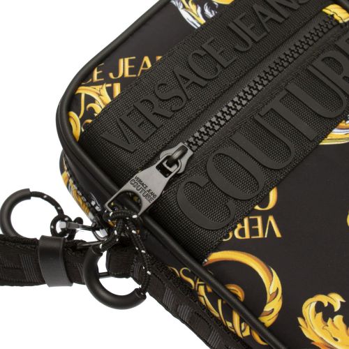 Mens Black Baroque Logo Small Crossbody Bag 74315 by Versace Jeans Couture from Hurleys