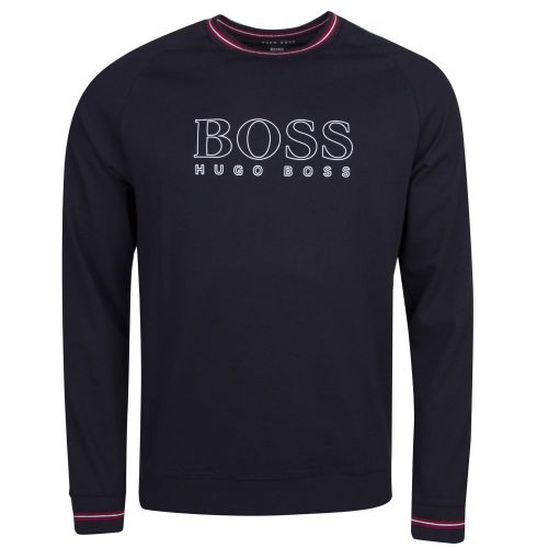 Mens Dark Blue Authentic Trim Crew Sweat Top 23479 by BOSS from Hurleys