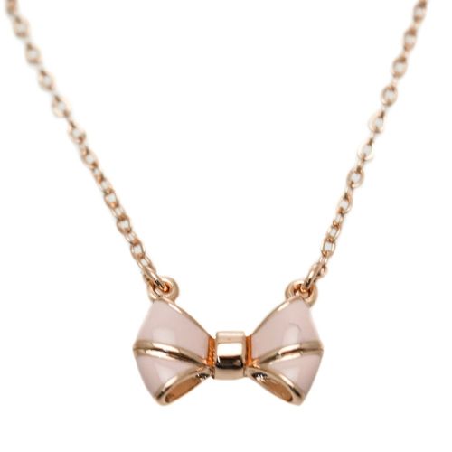 Womens Rose Gold & Baby Pink Edda Bow Pendant Necklace 66766 by Ted Baker from Hurleys