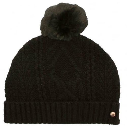 Womens Black Kyliee Cable Knit Bobble Hat 18626 by Ted Baker from Hurleys