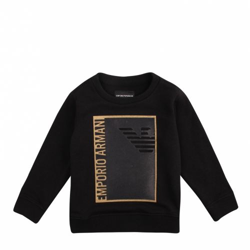 Boys Black Gold Logo Crew Sweat Top 57396 by Emporio Armani from Hurleys