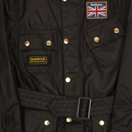 Boys Black Union Jack International Waxed Jacket 6025 by Barbour from Hurleys