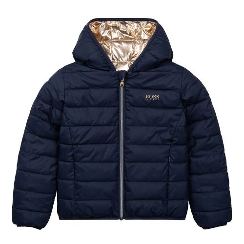 Girls Navy/Gold Reversible Padded Jacket 93299 by BOSS from Hurleys
