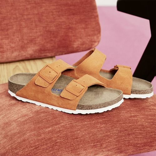 Womens Orange Arizona Suede Soft Footbed Sandals 106126 by Birkenstock from Hurleys