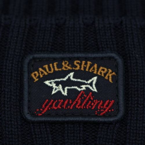 Mens Navy Branded Knitted Hat 126312 by Paul And Shark from Hurleys