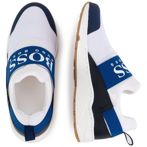 Boys Blue Logo Elastic Trainers (30-41) 106237 by BOSS from Hurleys