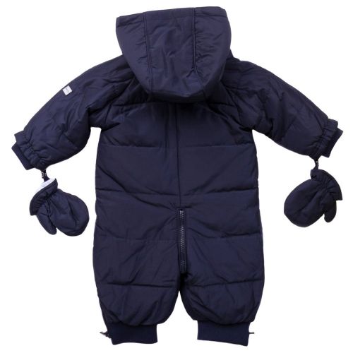Baby Navy Hooded Textured Snowsuit 65371 by BOSS from Hurleys