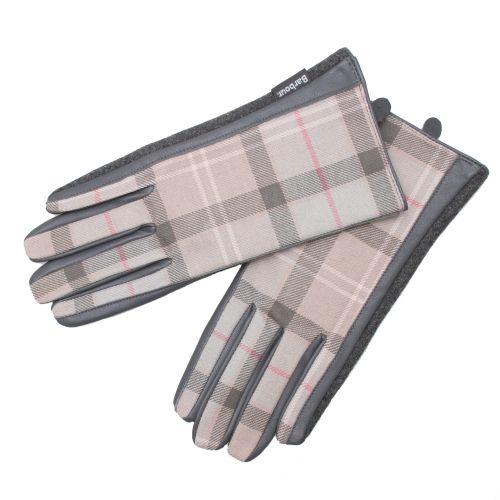 Womens Taupe/Pink Tartan Scarf & Glove Set 51300 by Barbour from Hurleys