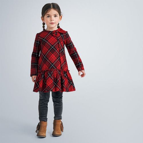 Girls Red Tartan Bow Dress 74867 by Mayoral from Hurleys