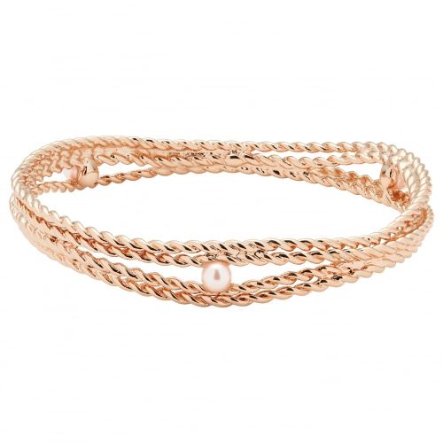 Womens Rose Gold & White Pearl Rayell Twist & Pearl Bangle 7461 by Ted Baker from Hurleys