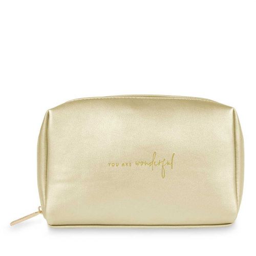 Womens Metallic Gold You Are Wonderful Make Up Bag 80337 by Katie Loxton from Hurleys