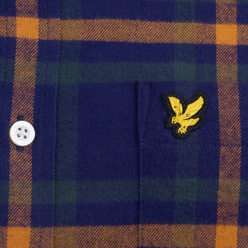 Mens Navy Check Flannel L/s Shirt 15336 by Lyle & Scott from Hurleys