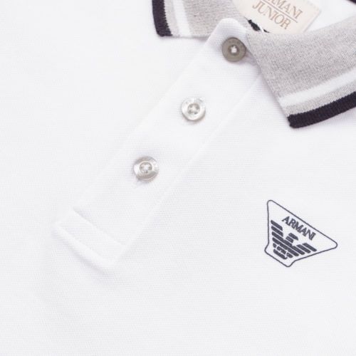 Boys White Small Logo S/s Polo Shirt 19734 by Armani Junior from Hurleys