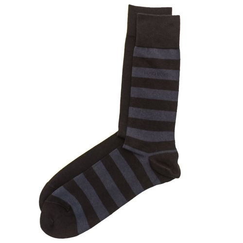 Mens Dark Blue Twopack Block Stripe Socks (5-11) 68359 by BOSS from Hurleys