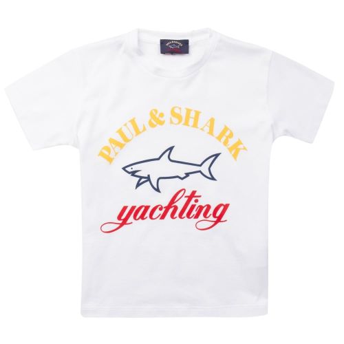 Boys White Tri Colour Logo S/s T Shirt 13648 by Paul & Shark Cadets from Hurleys